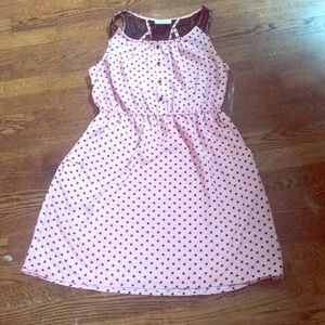 Women pink polka dot dress